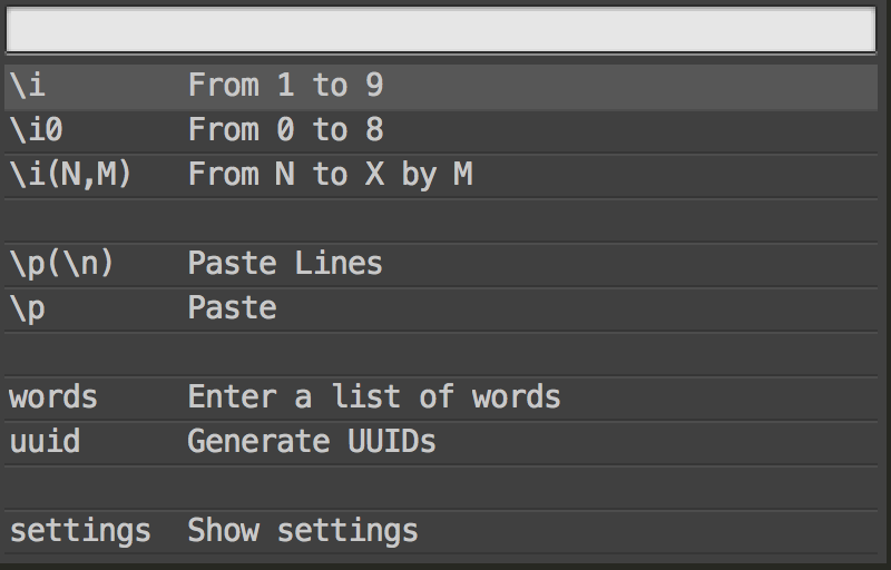 Sublime multiline sequential generator